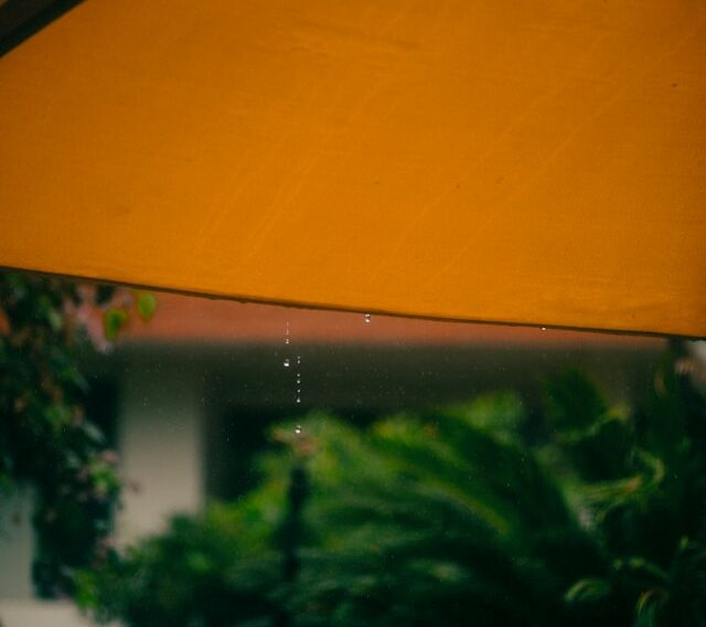 Pluie sur toile de parasol